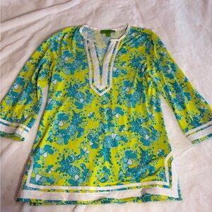 Island Republic Vibrant Green and Blue Floral Tunic